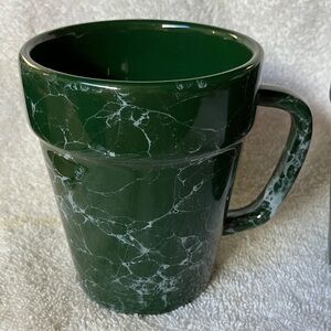 Marble Green Coffee Mugs Set of 2